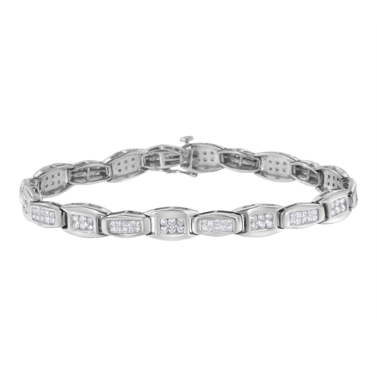 14K White Gold 2-1/2 Cttw Round-Brilliant & Baguette Cut Diamond 7