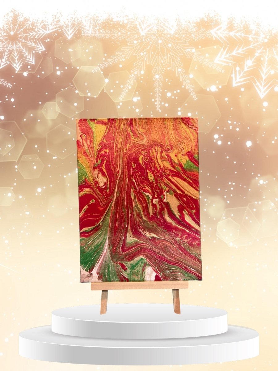 Festive Flow - Original 8x10 Acrylic Paint Pour Artwork - Artwork - Custom Crafting Alliance, LLC