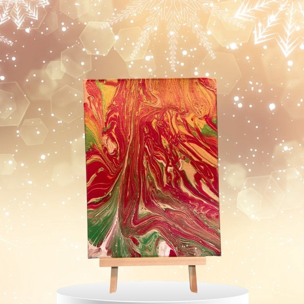 Festive Flow - Original 8x10 Acrylic Paint Pour Artwork - Artwork - Custom Crafting Alliance, LLC