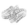 10K White Gold Round and Baguette Cut Diamond Channel Ring (3/4 Cttw, H-I Color, SI2-I1 Clarity) - Size 7