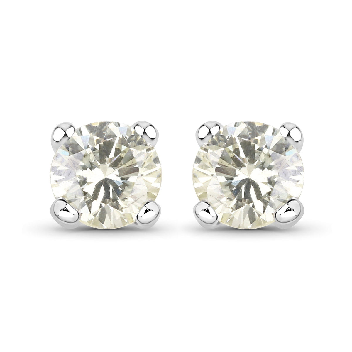 0.71 Carat Genuine White Diamond 14K White Gold Earrings