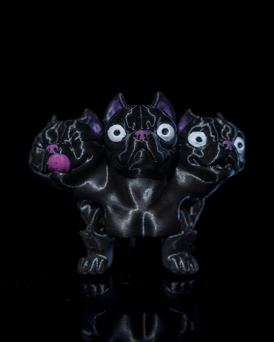 Flexible Cerberus Dog – 3D - Printed Mythical Guardian Figurine - Custom Crafting Alliance, LLC