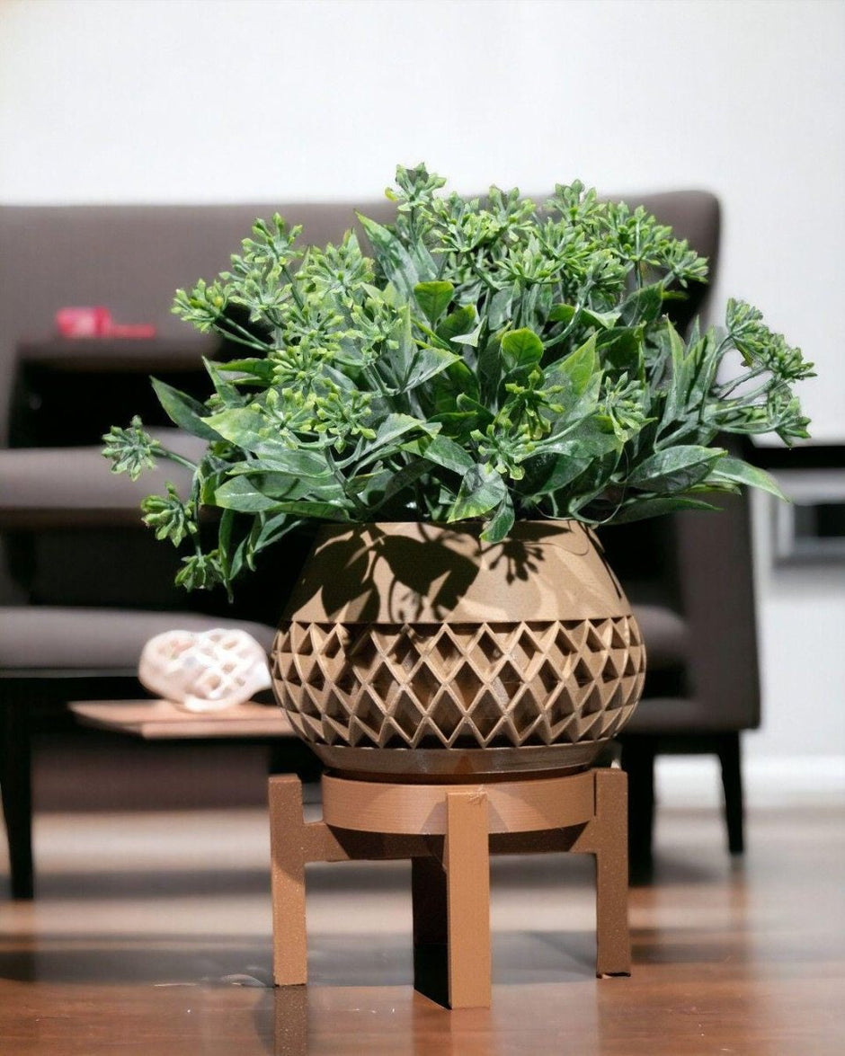 Geometric Elegance Vase with Stand – 3D - Printed Modern Home Decor - Vase - Custom Crafting Alliance, LLC