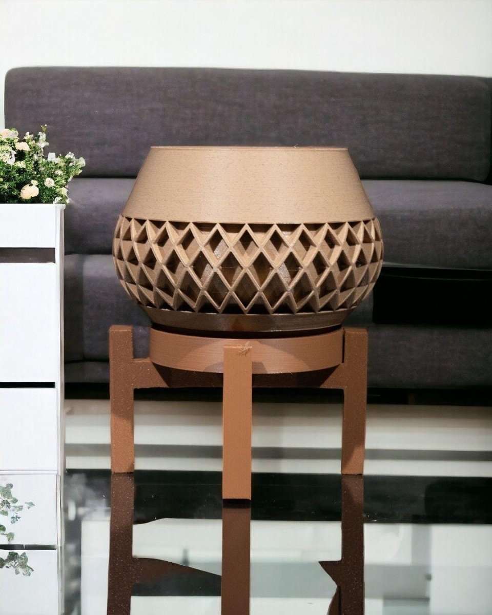 Geometric Elegance Vase with Stand – 3D - Printed Modern Home Decor - Vase - Custom Crafting Alliance, LLC