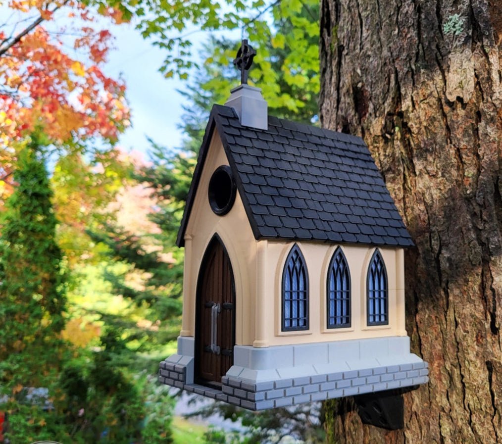 Gothic Church Birdhouse – Unique Outdoor Decor for Bird Lovers - Bird House - Custom Crafting Alliance, LLC