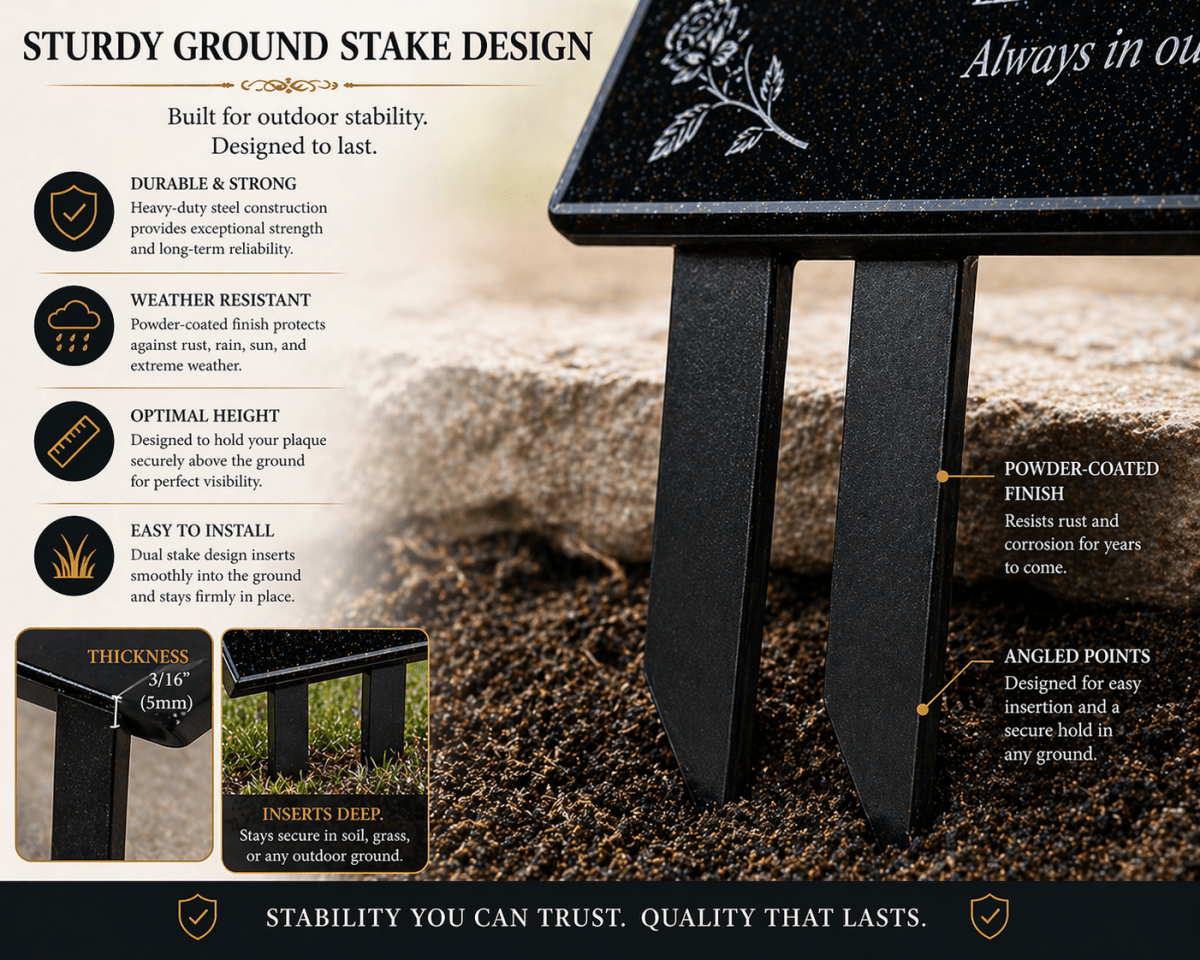 Granite Memorial Plaque with Photo, Custom Ceramic Portrait Grave Marker, Personalized Headstone Style Marker - Memorial Stone - Custom Crafting Alliance, LLC