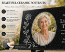 Granite Memorial Plaque with Photo, Custom Ceramic Portrait Grave Marker, Personalized Headstone Style Marker - Memorial Stone - Custom Crafting Alliance, LLC