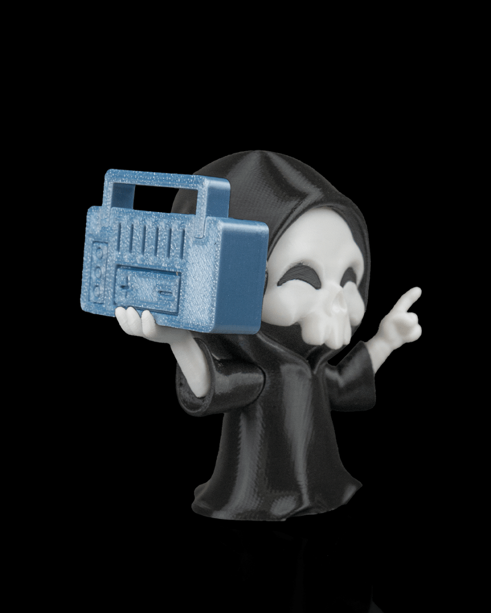 Groove Reaper - Boombox Grim Reaper Figurine (3D Printed, Multi Color or DIY) - Figurines - Custom Crafting Alliance, LLC