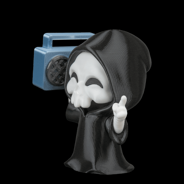 Groove Reaper - Boombox Grim Reaper Figurine (3D Printed, Multi Color or DIY) - Figurines - Custom Crafting Alliance, LLC