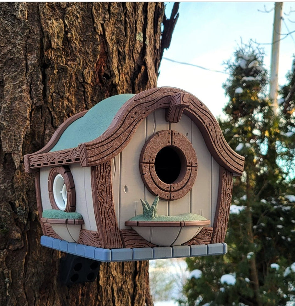 Hobbit Hole Birdhouse 🏡🕊️ – Whimsical Garden Decor with Optional Blink Cam Mount - Custom Crafting Alliance, LLC