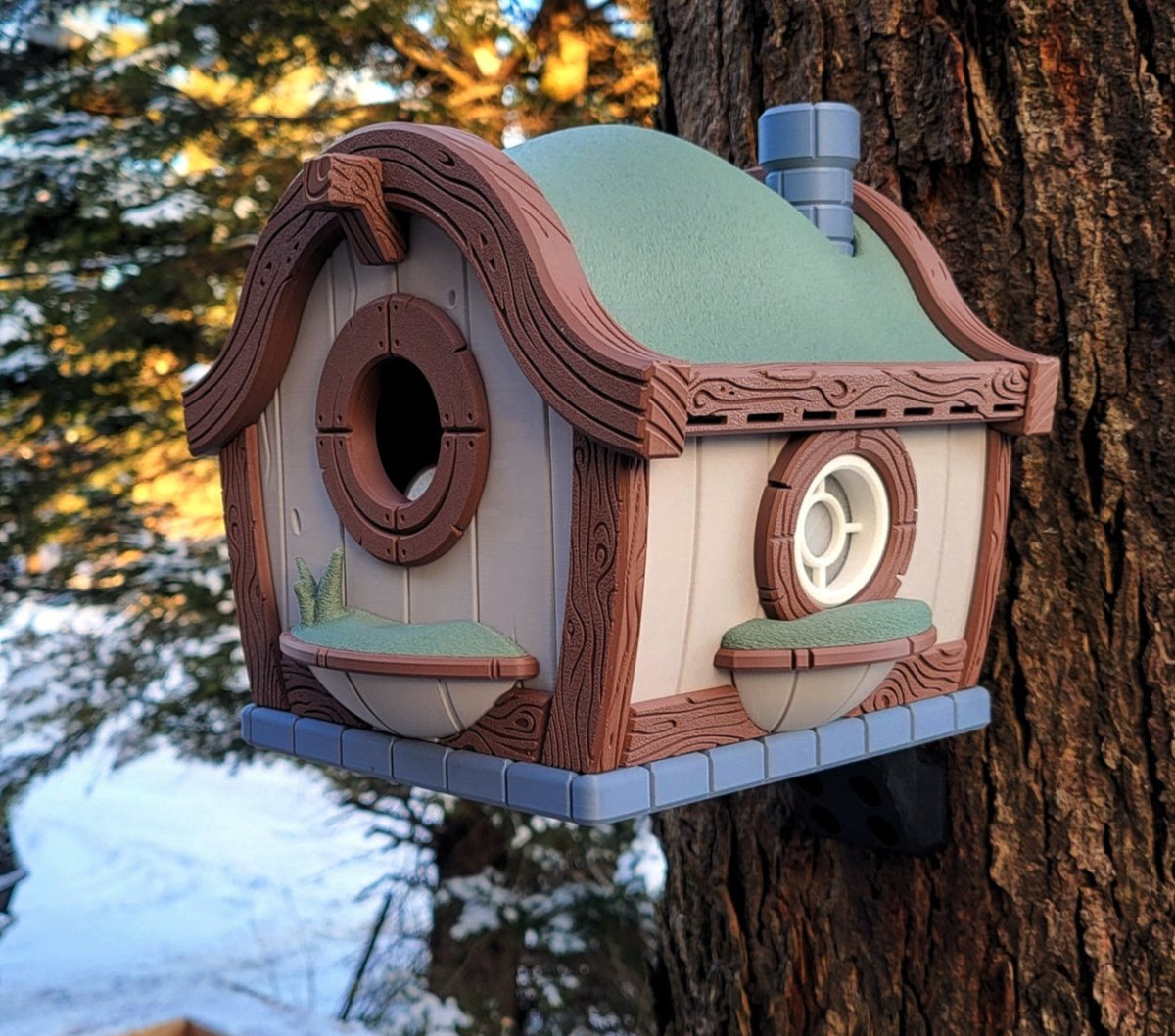 Hobbit Hole Birdhouse 🏡🕊️ – Whimsical Garden Decor with Optional Blink Cam Mount - Custom Crafting Alliance, LLC