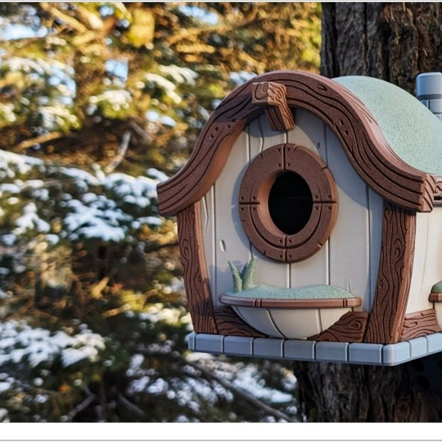 Hobbit Hole Birdhouse 🏡🕊️ – Whimsical Garden Decor with Optional Blink Cam Mount - Bird House - Custom Crafting Alliance, LLC