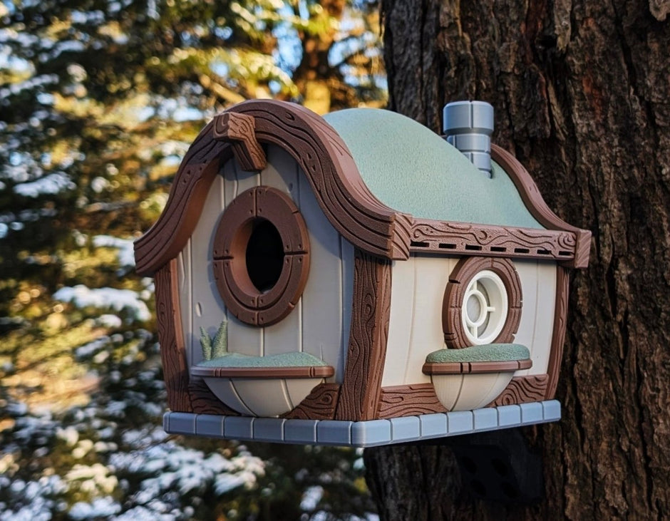 Hobbit Hole Birdhouse 🏡🕊️ – Whimsical Garden Decor with Optional Blink Cam Mount - Bird House - Custom Crafting Alliance, LLC