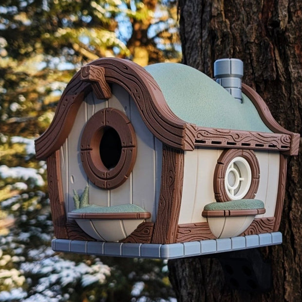 Hobbit Hole Birdhouse 🏡🕊️ – Whimsical Garden Decor with Optional Blink Cam Mount - Bird House - Custom Crafting Alliance, LLC