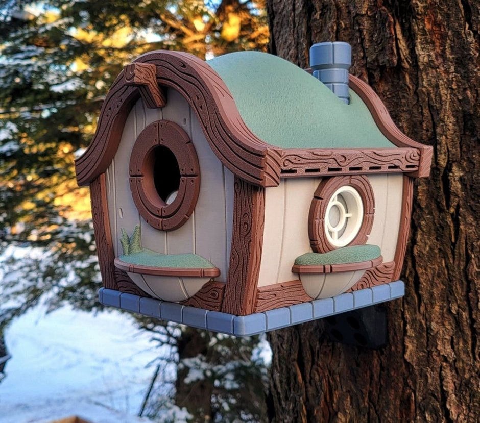 Hobbit Hole Birdhouse 🏡🕊️ – Whimsical Garden Decor with Optional Blink Cam Mount - Bird House - Custom Crafting Alliance, LLC