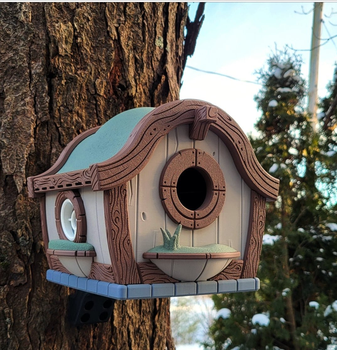 Hobbit Hole Birdhouse 🏡🕊️ – Whimsical Garden Decor with Optional Blink Cam Mount - Bird House - Custom Crafting Alliance, LLC