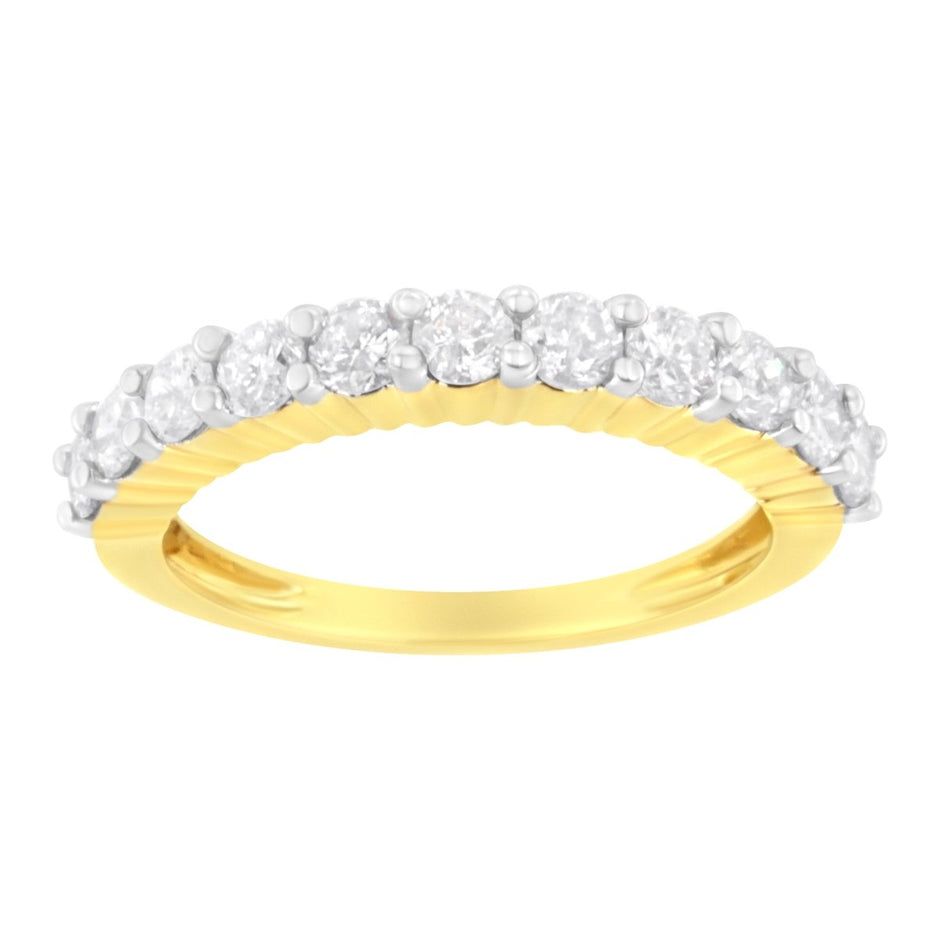 IGI Certified 1.0 Cttw Diamond 10K Yellow Gold Prong Set Fluted Band Style Wedding Ring (J-K Color, I1-I2 Clarity) - Size 7 - Rings - Custom Crafting Alliance, LLC