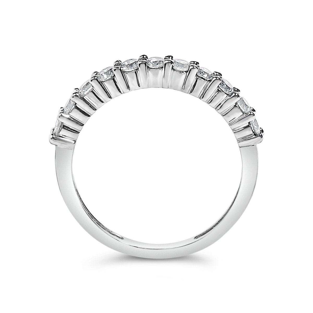 IGI Certified 1/2 Cttw Diamond 10K White Gold Prong Set Fluted Band Style Ring (I-J Color, I2-I3 Clarity) - Size 7 - Rings - Custom Crafting Alliance, LLC