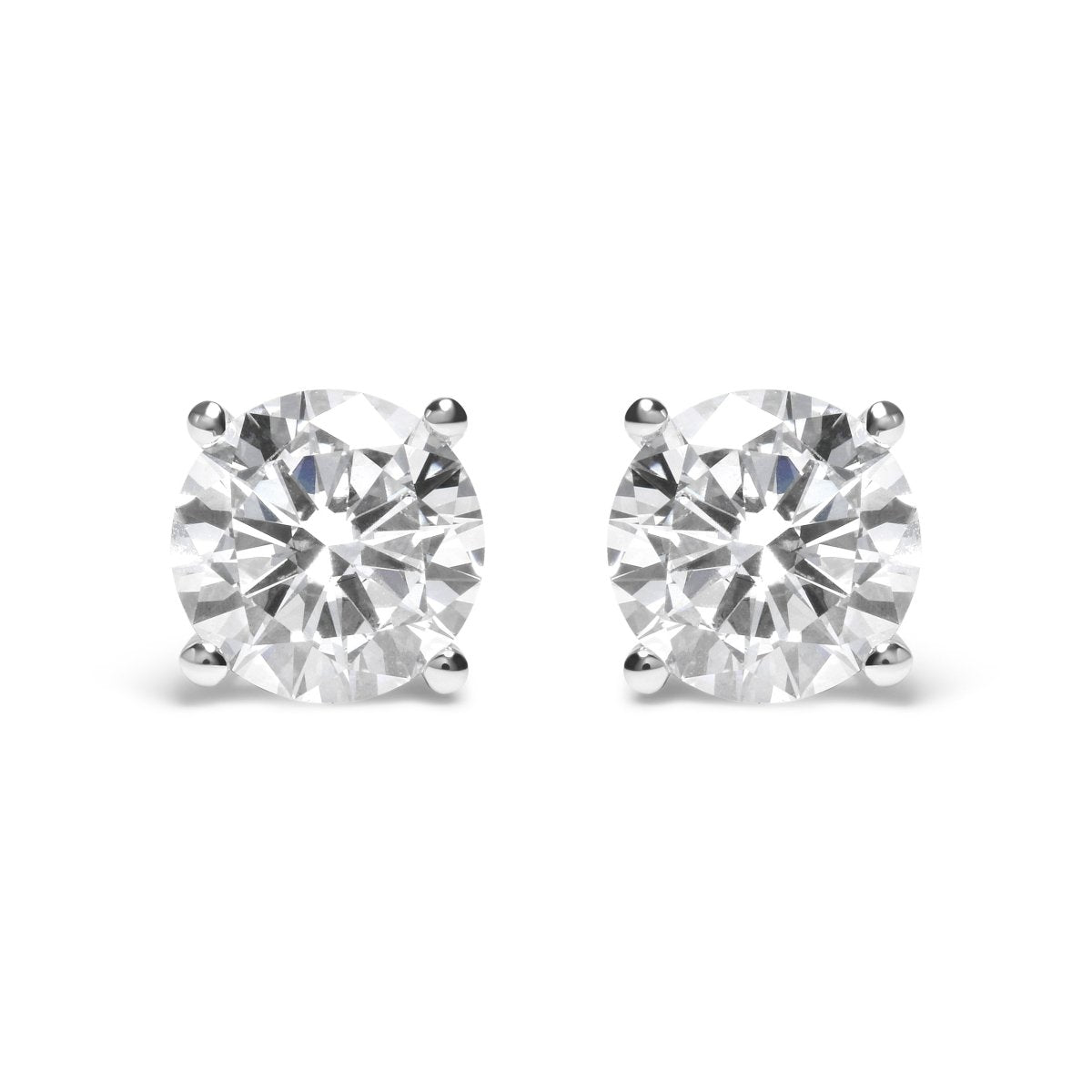 IGI Certified 14K White Gold 5.00 Cttw Round Brilliant-Cut Lab Grown Diamond Classic 4-Prong Stud Earrings with Screw Backs (F-G Color, SI1 Clarity) - Earrings - Custom Crafting Alliance, LLC