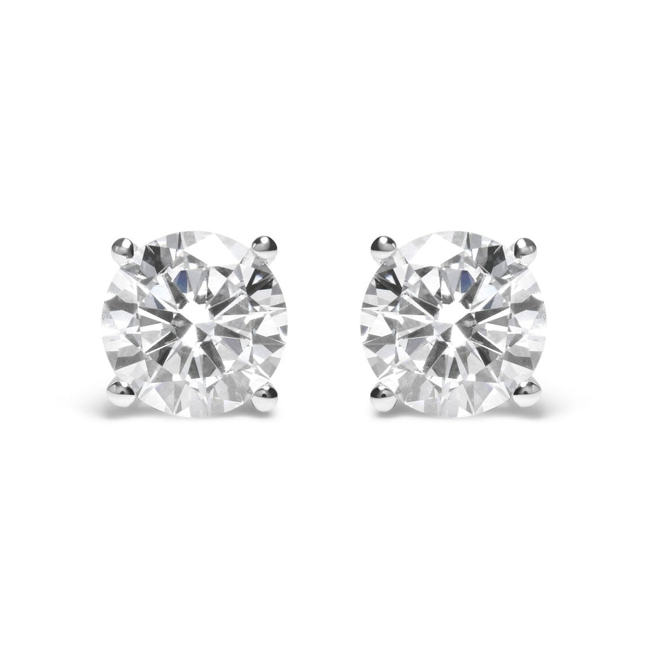 IGI Certified 14K White Gold 5.00 Cttw Round Brilliant-Cut Lab Grown Diamond Classic 4-Prong Stud Earrings with Screw Backs (F-G Color, SI1 Clarity) - Earrings - Custom Crafting Alliance, LLC