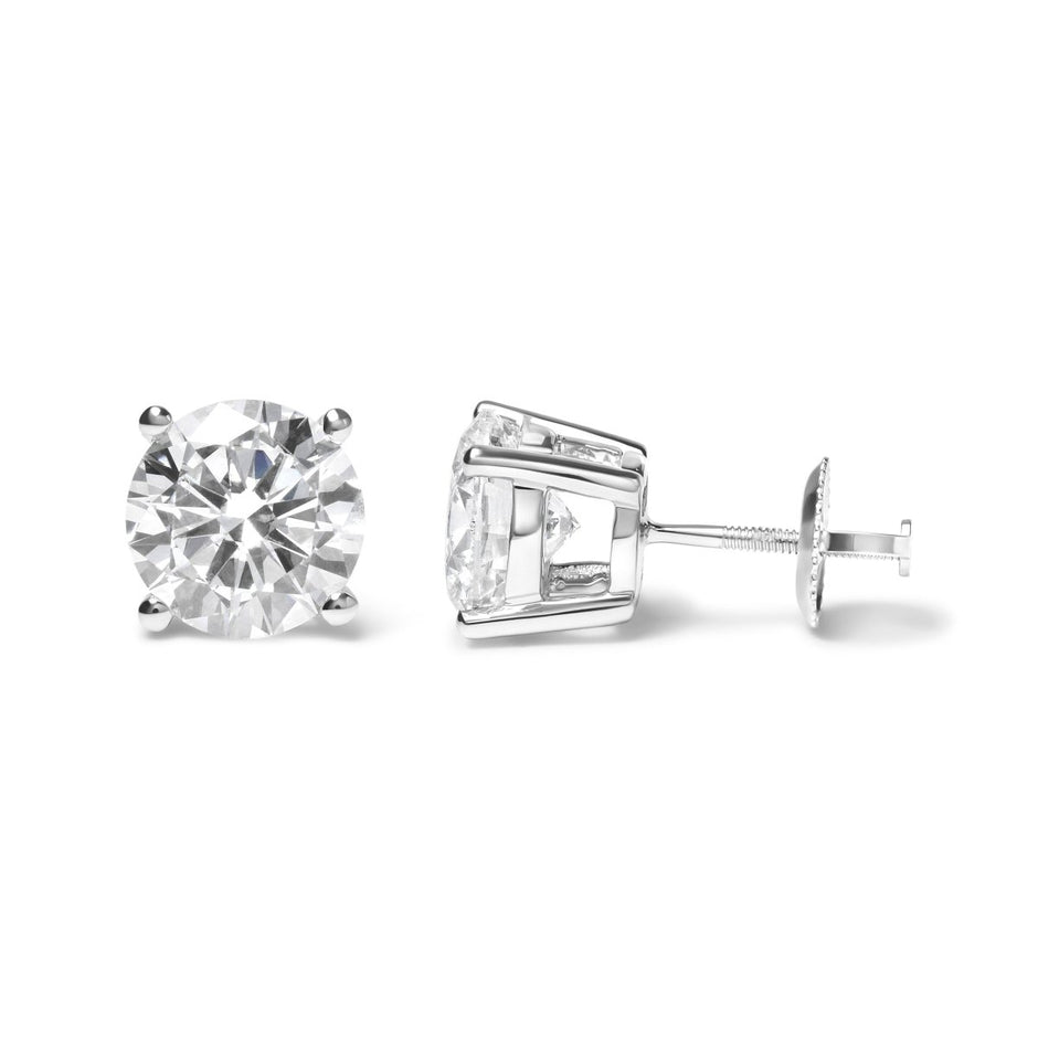 IGI Certified 14K White Gold 5.00 Cttw Round Brilliant-Cut Lab Grown Diamond Classic 4-Prong Stud Earrings with Screw Backs (F-G Color, SI1 Clarity) - Earrings - Custom Crafting Alliance, LLC