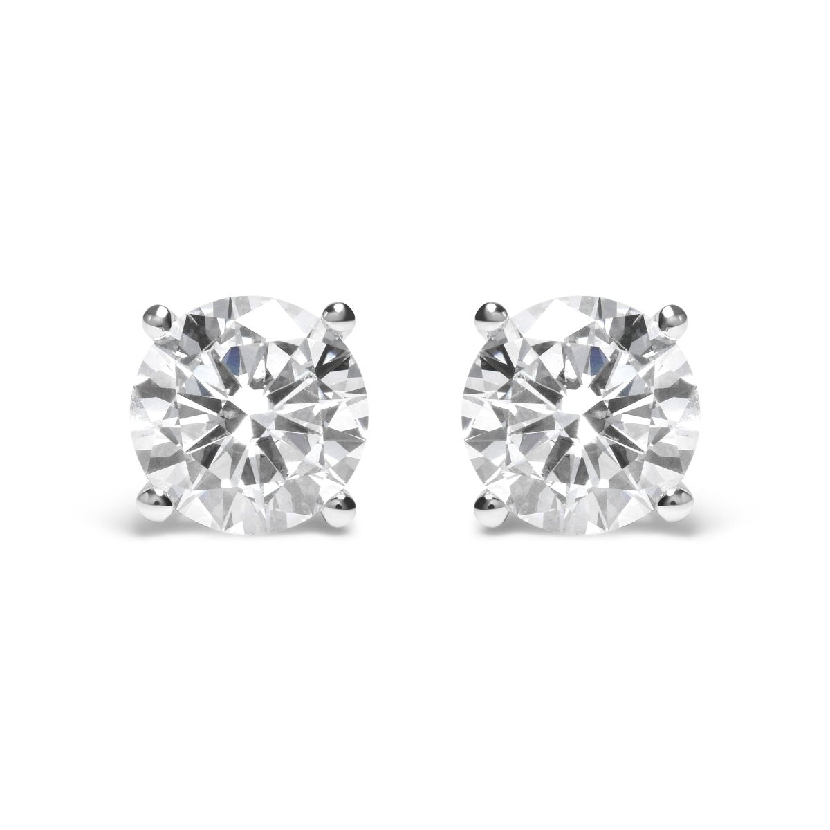 IGI Certified 14K White Gold 5.00 Cttw Round Brilliant-Cut Lab Grown Diamond Classic 4-Prong Stud Earrings with Screw Backs (F-G Color, SI1 Clarity) - Earrings - Custom Crafting Alliance, LLC