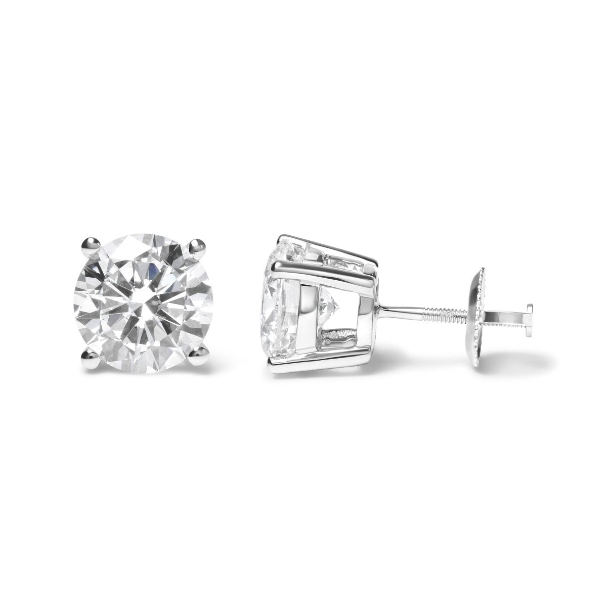 IGI Certified 14K White Gold 5.00 Cttw Round Brilliant-Cut Lab Grown Diamond Classic 4-Prong Stud Earrings with Screw Backs (F-G Color, SI1 Clarity) - Earrings - Custom Crafting Alliance, LLC