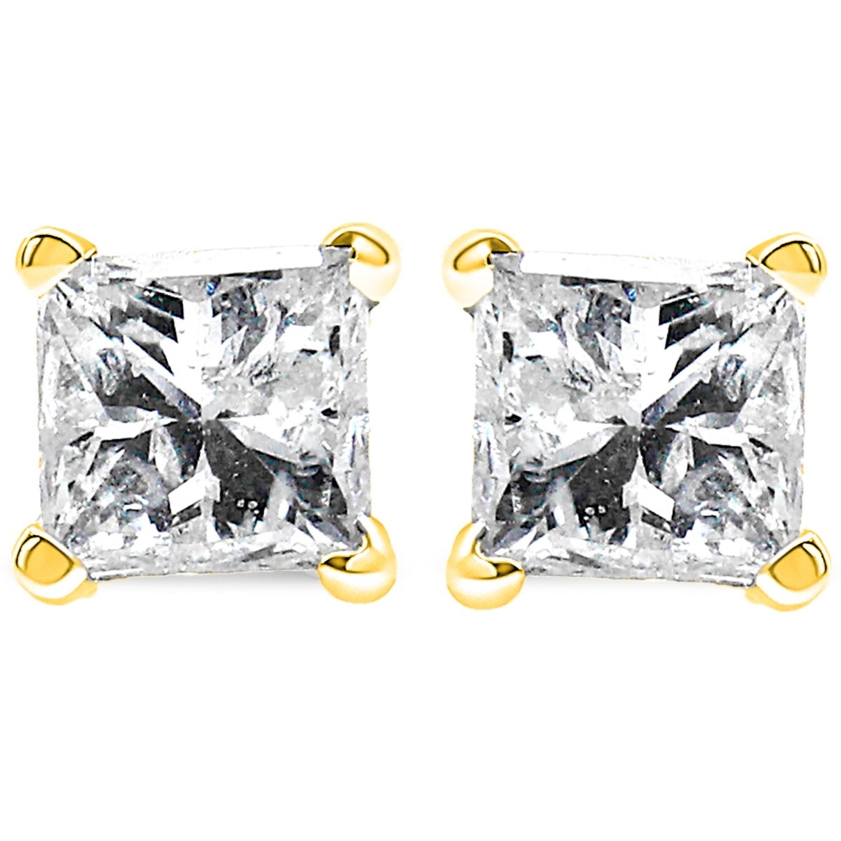 IGI Certified 14K Yellow Gold 1/4 Cttw Princess-Cut Diamond Solitaire Stud Earrings - Earrings - Custom Crafting Alliance, LLC