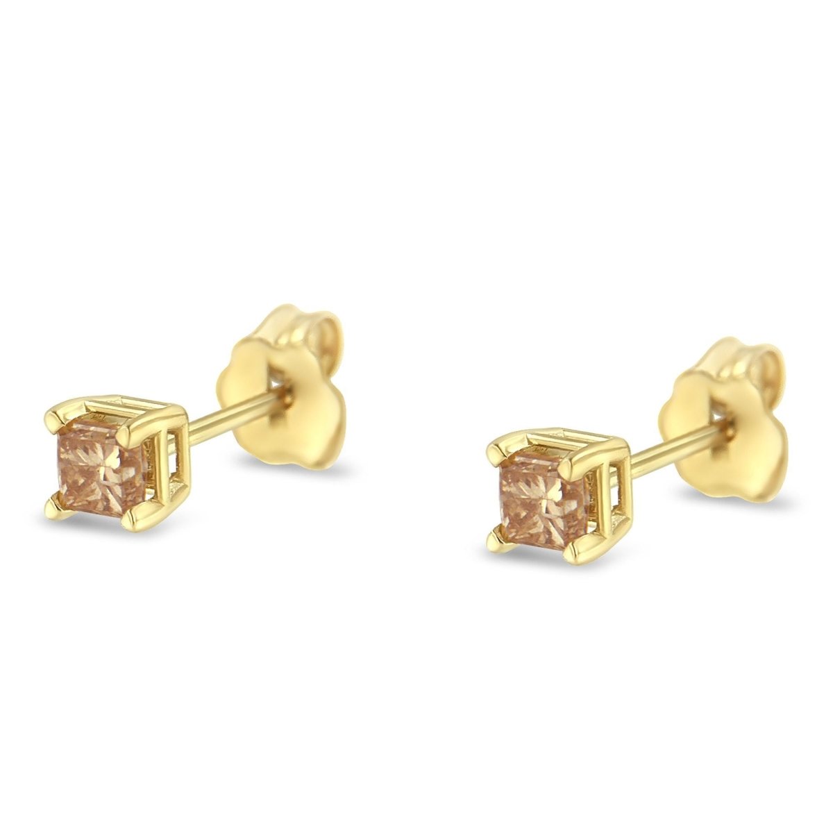 IGI Certified 3/8 Cttw Princess-Cut Square Diamond 4-Prong Solitaire Stud Earrings in 14K Yellow Gold (K-L Color, I1-I2 Clarity) - Earrings - Custom Crafting Alliance, LLC