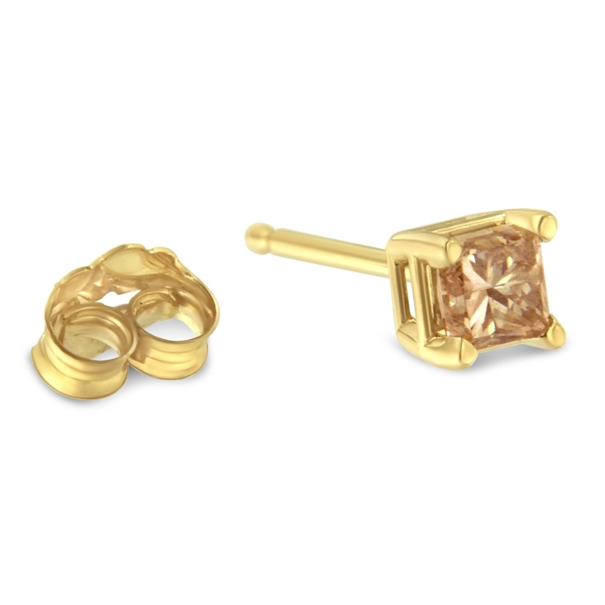 IGI Certified 3/8 Cttw Princess-Cut Square Diamond 4-Prong Solitaire Stud Earrings in 14K Yellow Gold (K-L Color, I1-I2 Clarity) - Earrings - Custom Crafting Alliance, LLC