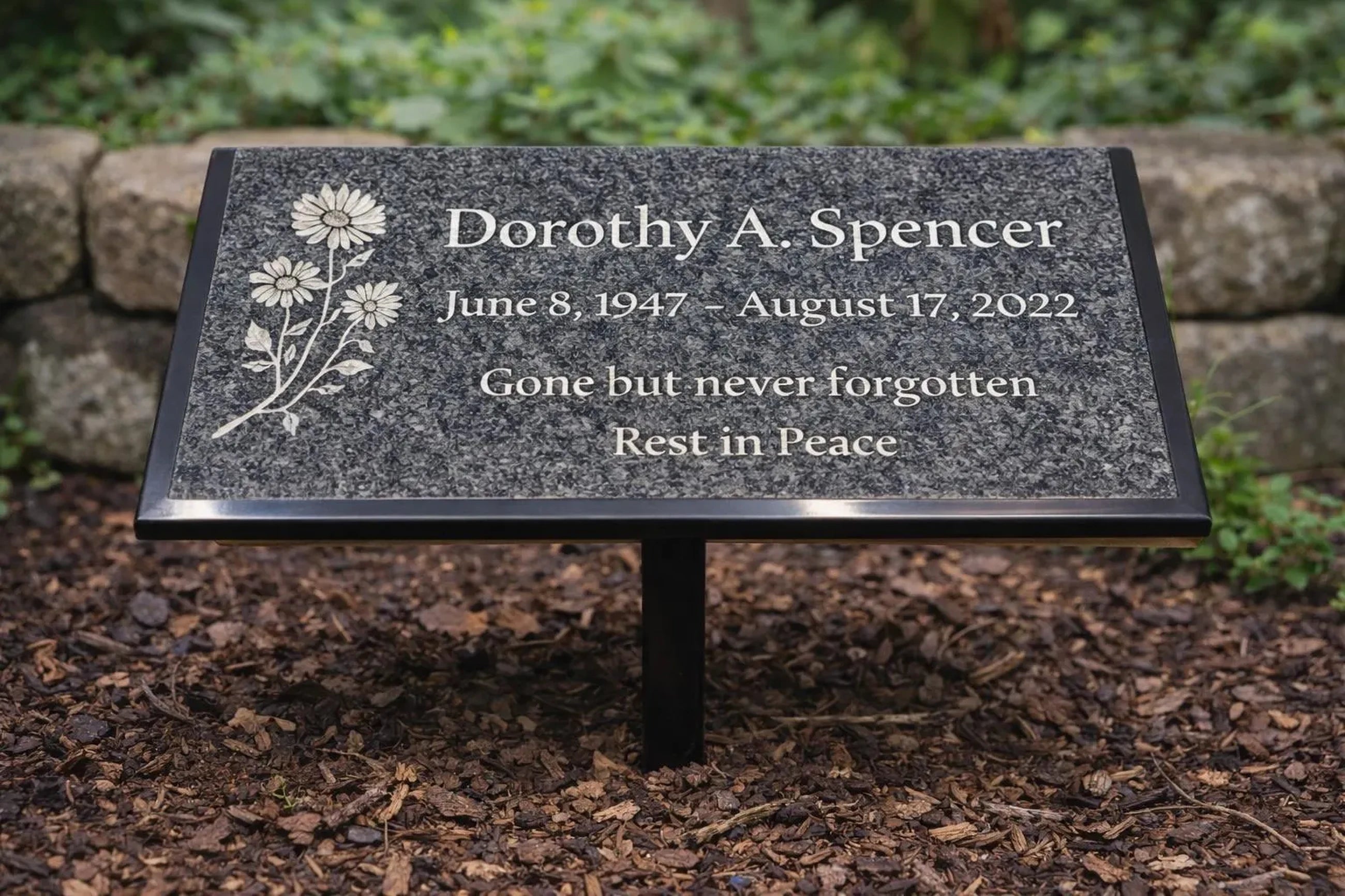 Black Granite Engraved Plaque – Custom Memorial, Recognition & Property Marker with Stand
