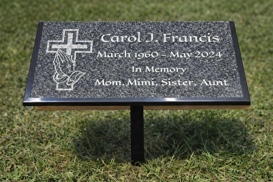 Black Granite Engraved Plaque – Custom Memorial, Recognition & Property Marker with Stand