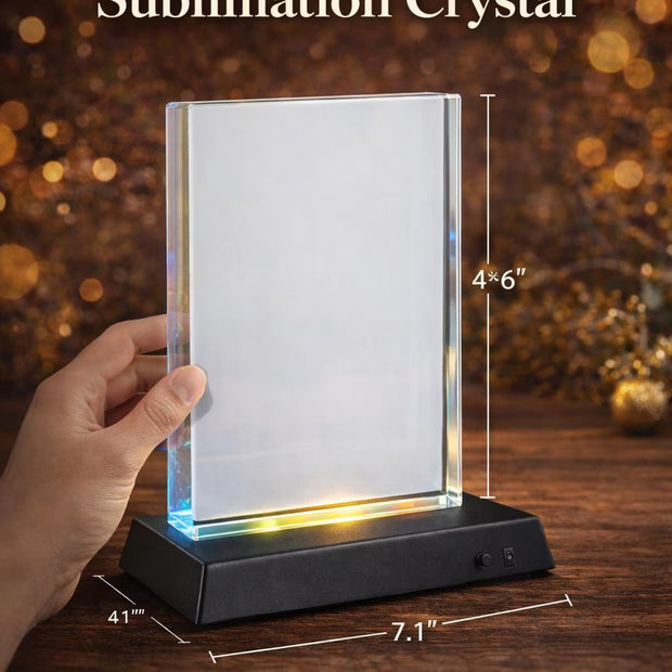 Personalized Crystal Photo Block with LED Base, Custom 4x6 Illuminated Keepsake