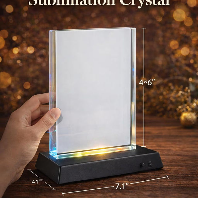 Personalized Crystal Photo Block with LED Base, Custom 4x6 Illuminated Keepsake