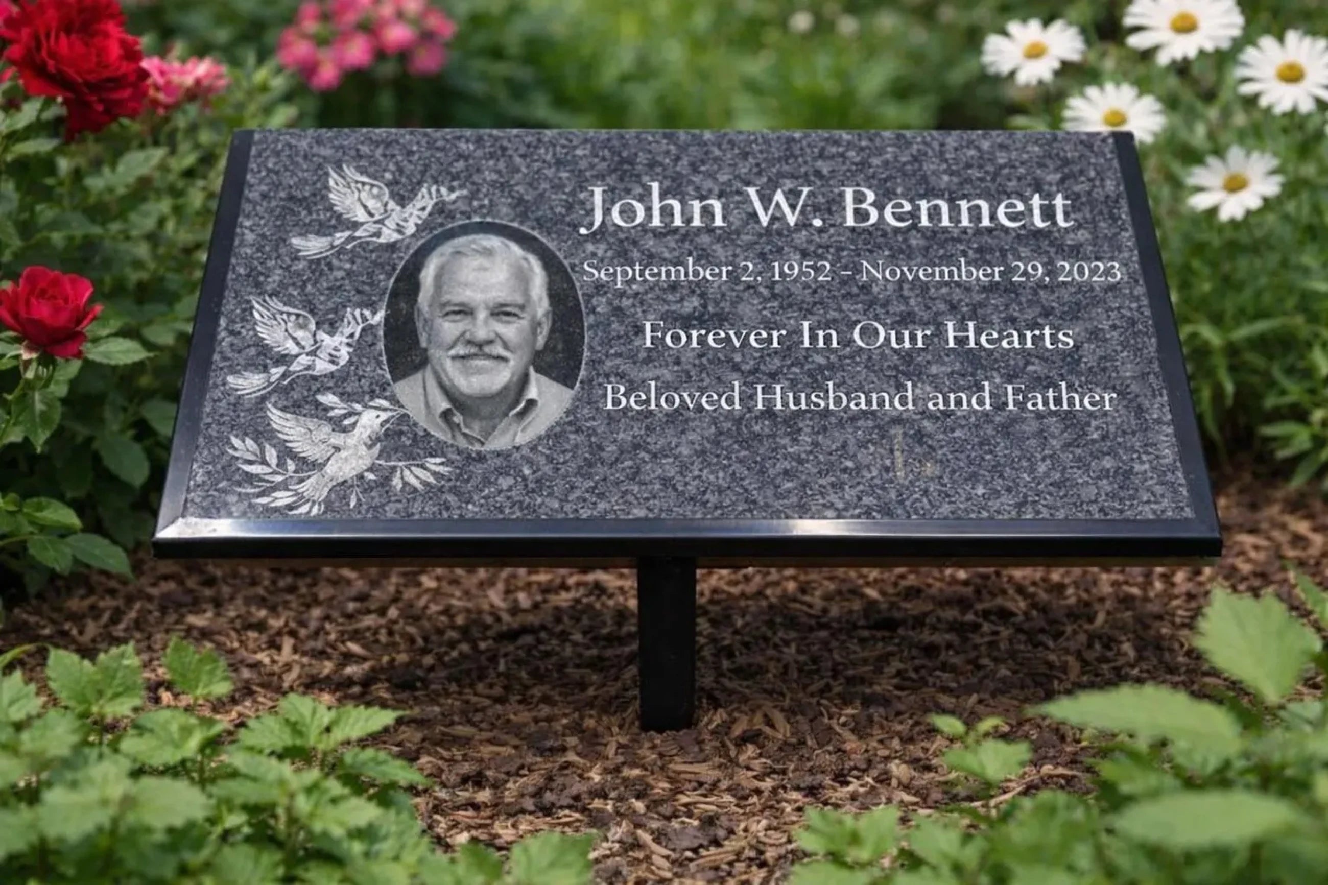 Black Granite Engraved Plaque – Custom Memorial, Recognition & Property Marker with Stand