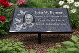 Black Granite Engraved Plaque – Custom Memorial, Recognition & Property Marker with Stand