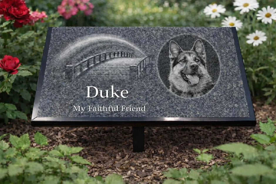 Black Granite Engraved Plaque – Custom Memorial, Recognition & Property Marker with Stand