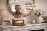 Custom Photo Bust Sculpture, Antique Bronze Finish, Walnut & Marble Base