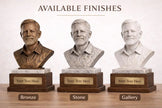 Custom Photo Bust Sculpture, Antique Bronze Finish, Walnut & Marble Base