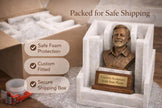 Custom Photo Bust Sculpture, Antique Bronze Finish, Walnut & Marble Base