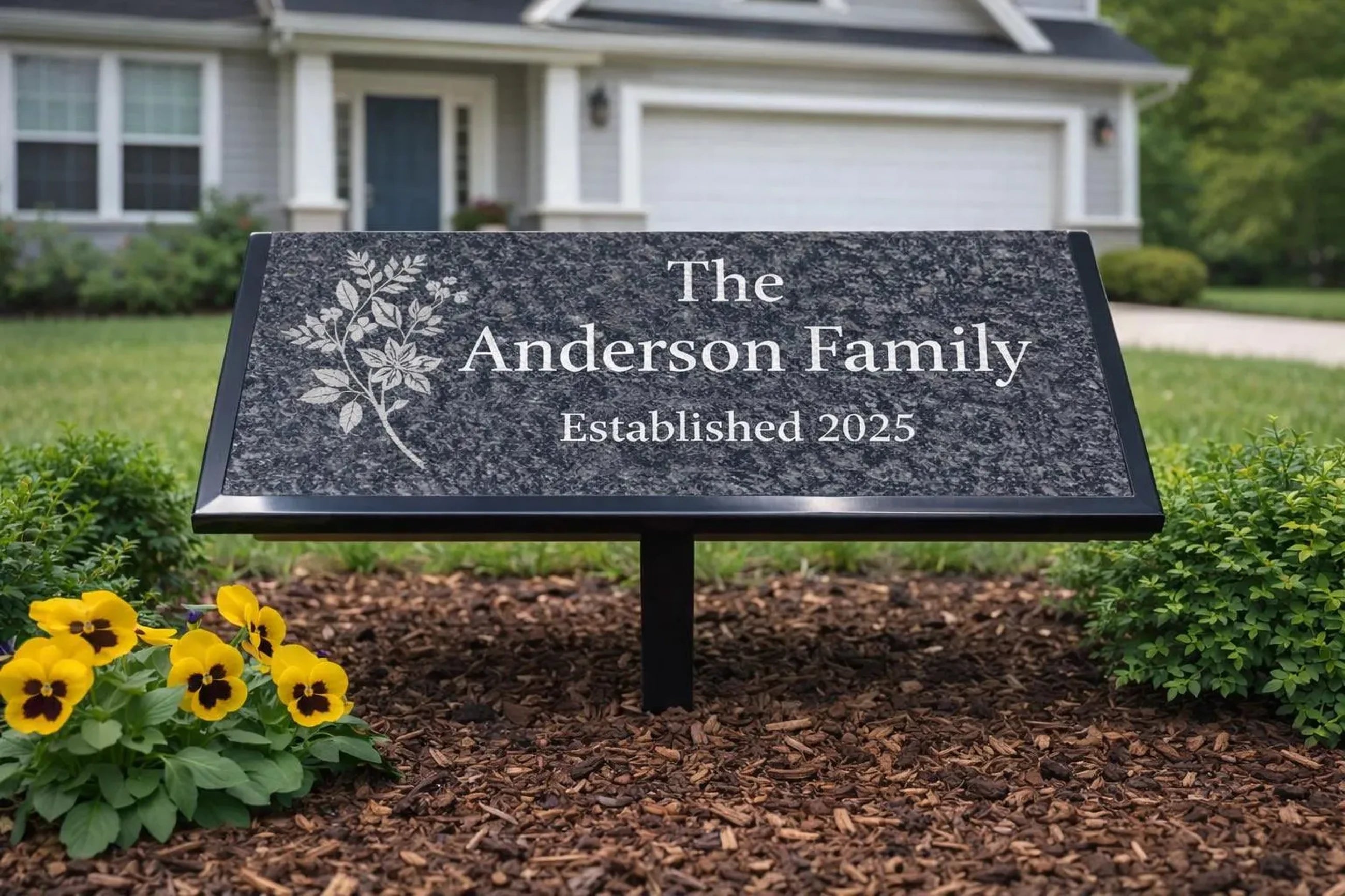 Black Granite Engraved Plaque – Custom Memorial, Recognition & Property Marker with Stand
