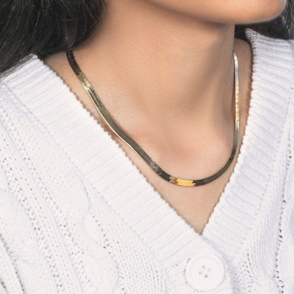 Imperial Herringbone Chain in 10k Yellow Gold (5.00 mm) - Necklaces - Custom Crafting Alliance, LLC