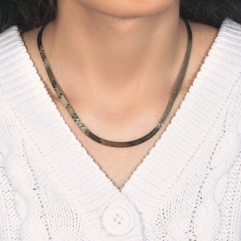 Imperial Herringbone Chain in 10k Yellow Gold (5.00 mm) - Necklaces - Custom Crafting Alliance, LLC