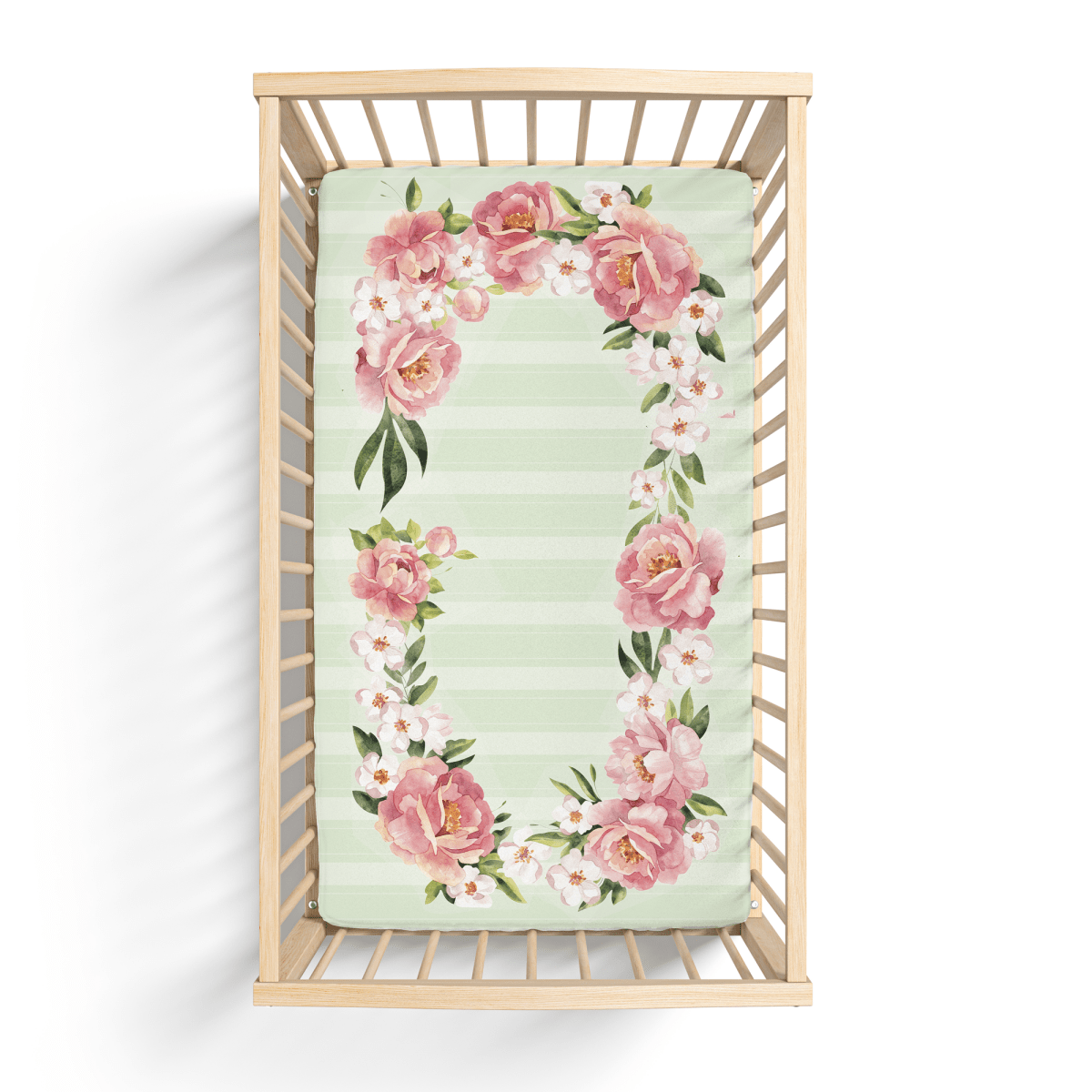 Jersey Knit Polyester Bedding Set in Pinstripes and Peonies - Gift Set - Custom Crafting Alliance, LLC