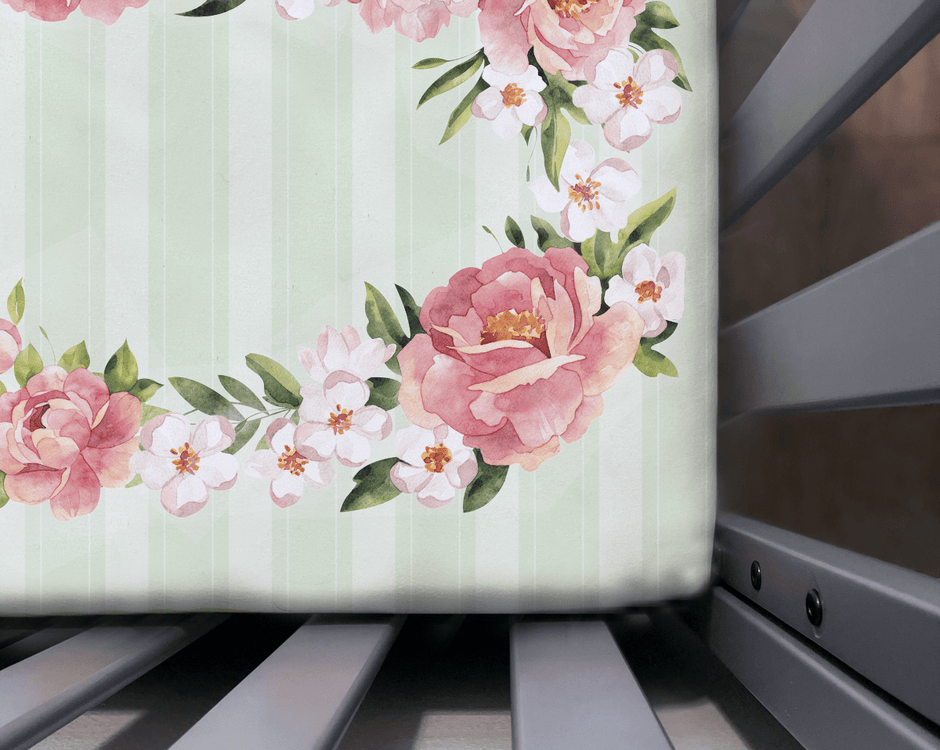Jersey Knit Polyester Bedding Set in Pinstripes and Peonies - Gift Set - Custom Crafting Alliance, LLC