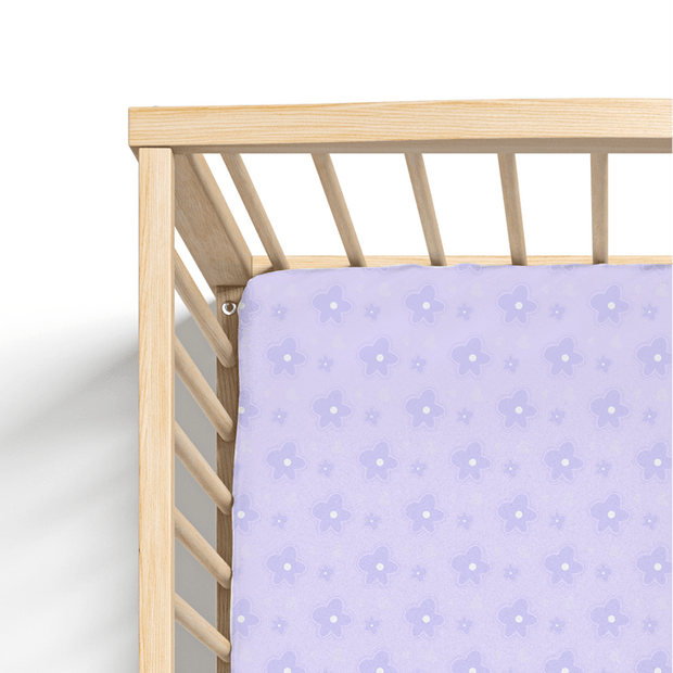 Jersey Knit Polyester Crib Sheet in Field of Daisies - Crib Sheet - Custom Crafting Alliance, LLC