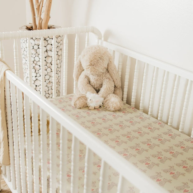 Jersey Knit Polyester Crib Sheet in Some Bunny Loves Me - Crib Sheet - Custom Crafting Alliance, LLC
