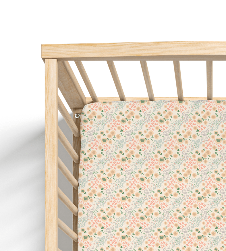 Jersey Knit Polyester Crib Sheet in Wildflower Meadow - Crib Sheet - Custom Crafting Alliance, LLC