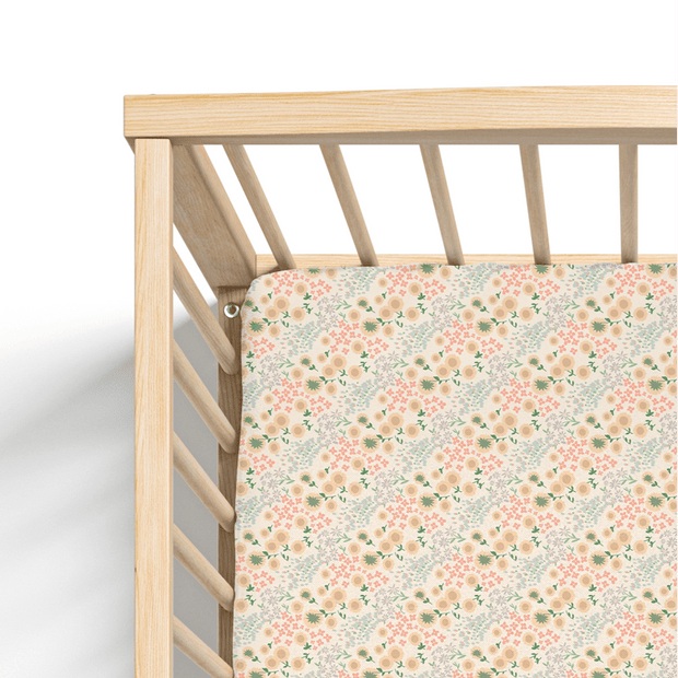 Jersey Knit Polyester Crib Sheet in Wildflower Meadow - Crib Sheet - Custom Crafting Alliance, LLC