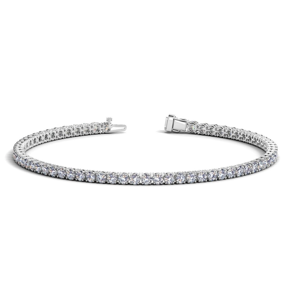 Lab Grown Round Diamond Tennis Bracelet in 14k White Gold (3 cctw F/G VS2/SI1) - Bracelets - Custom Crafting Alliance, LLC